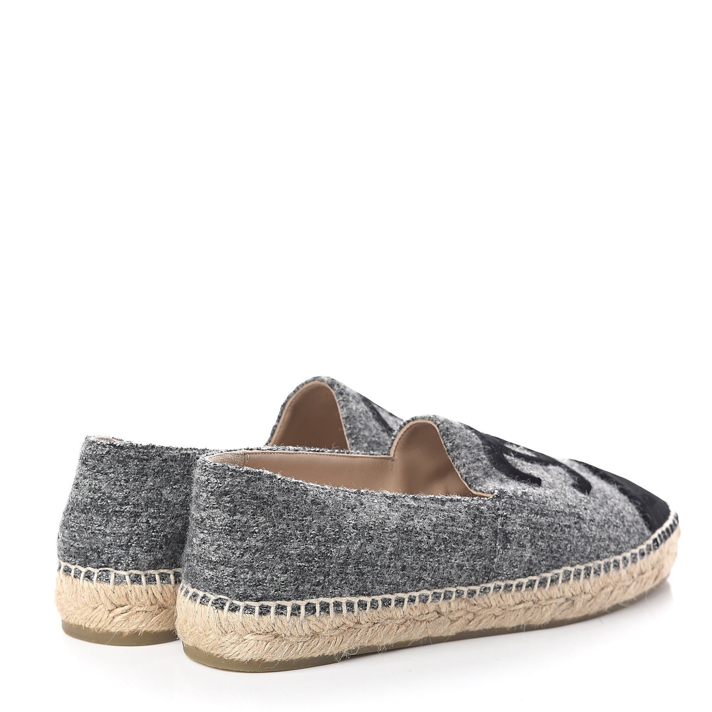 Tweed Velvet CC Espadrilles 40 Grey Black