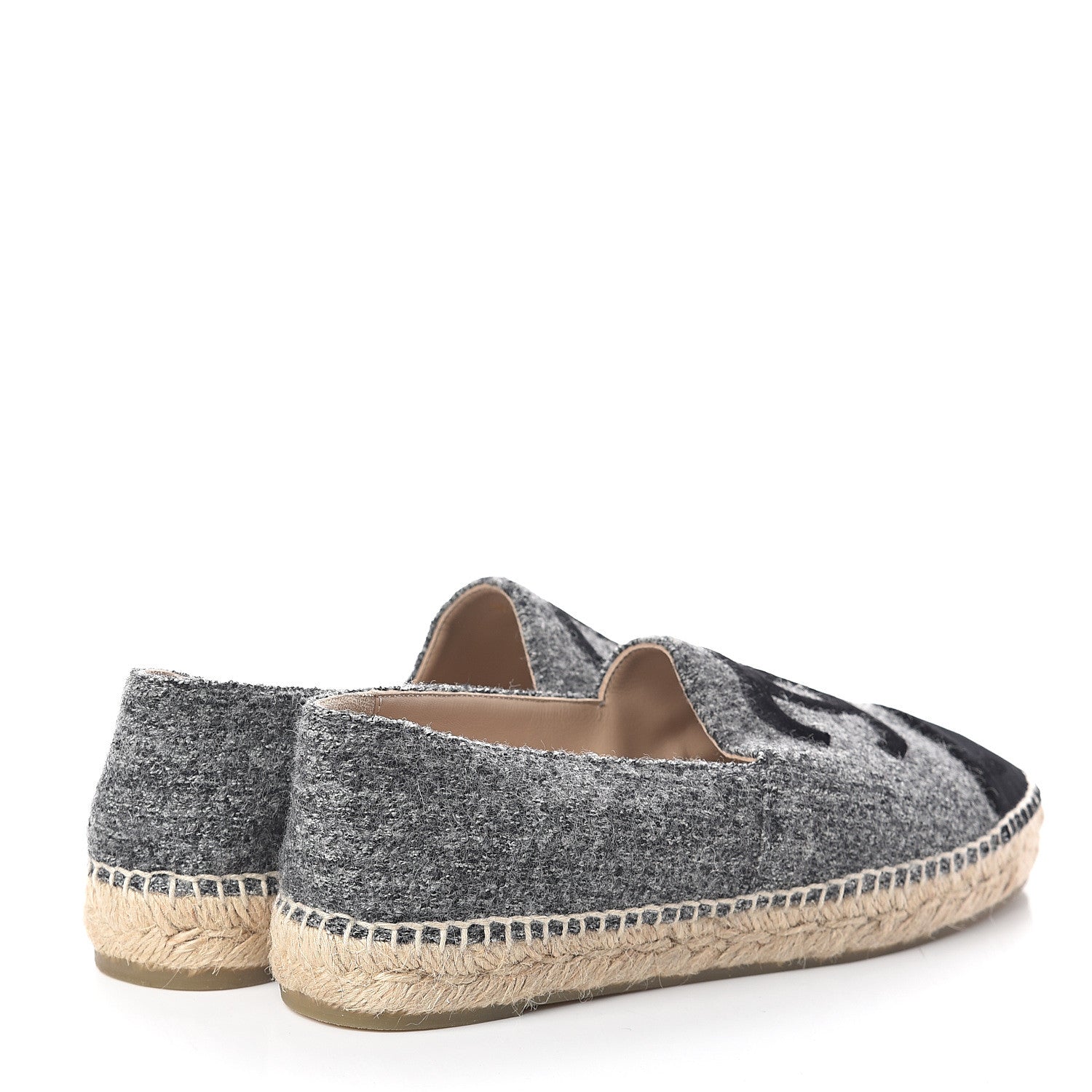 Chanel Tweed Velvet CC Espadrilles 40 Grey Black 4 of 7