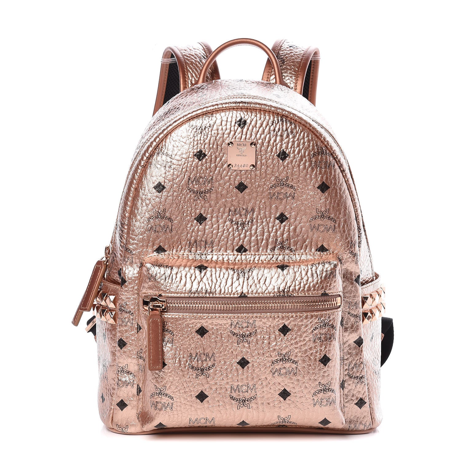 MCM Metallic Visetos Small Side Stud Stark Backpack Champagne Gold 1 of 9