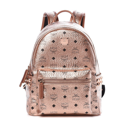 MCM Metallic Visetos Small Side Stud Stark Backpack Champagne Gold 1 of 9