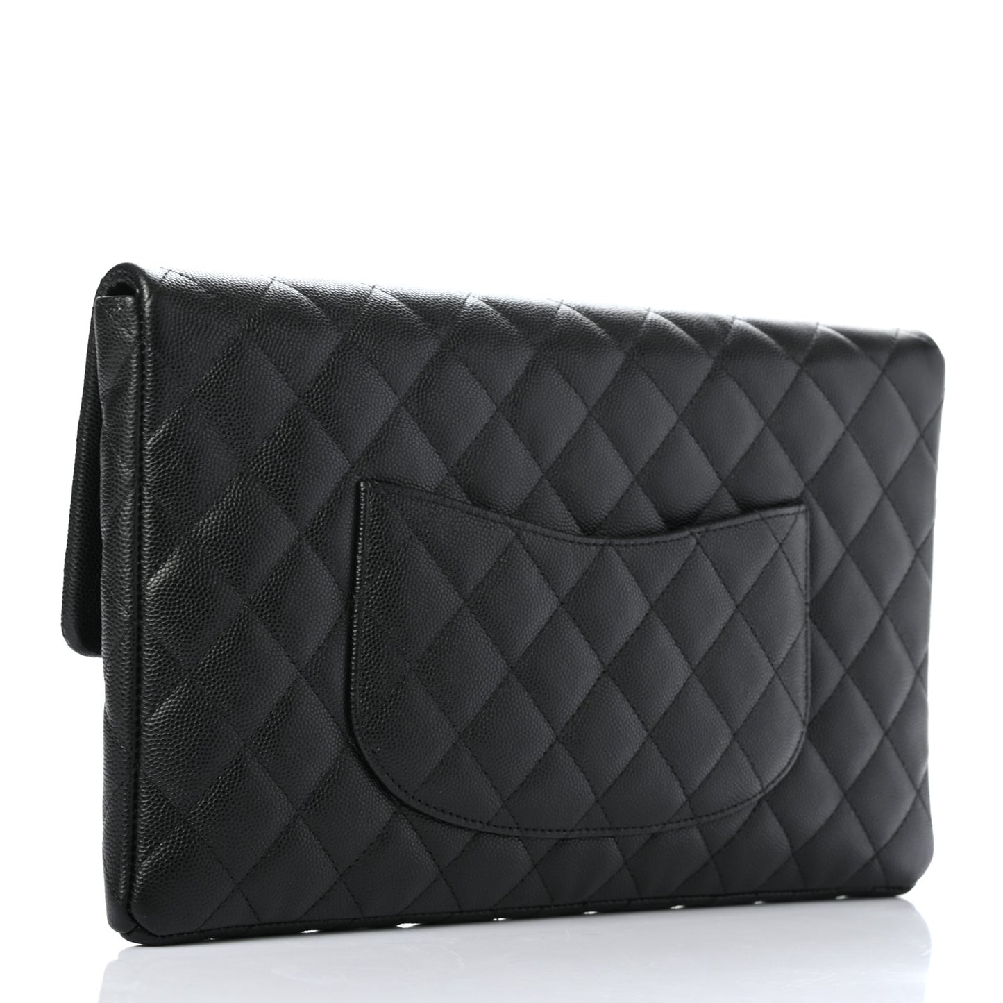Caviar Quilted Flap Clutch Black