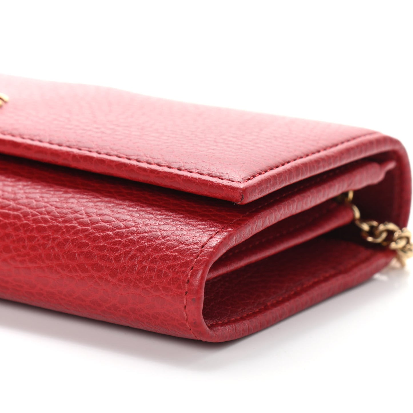 Dollar Calfskin Petite GG Marmont Wallet Chain Bag Hibiscus Red