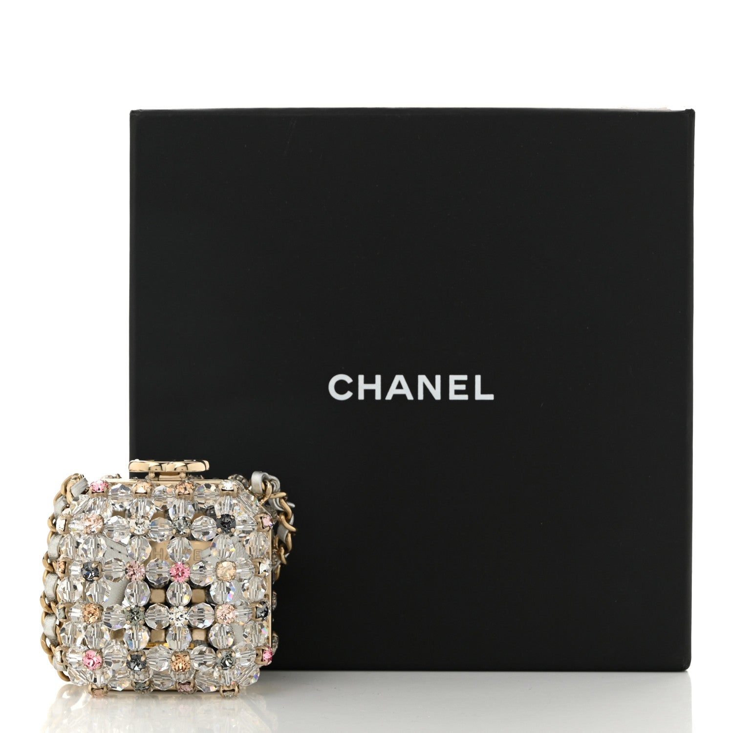 Chanel Metal Bead Crystal Minaudiere CC Mini Evening Bag Gold