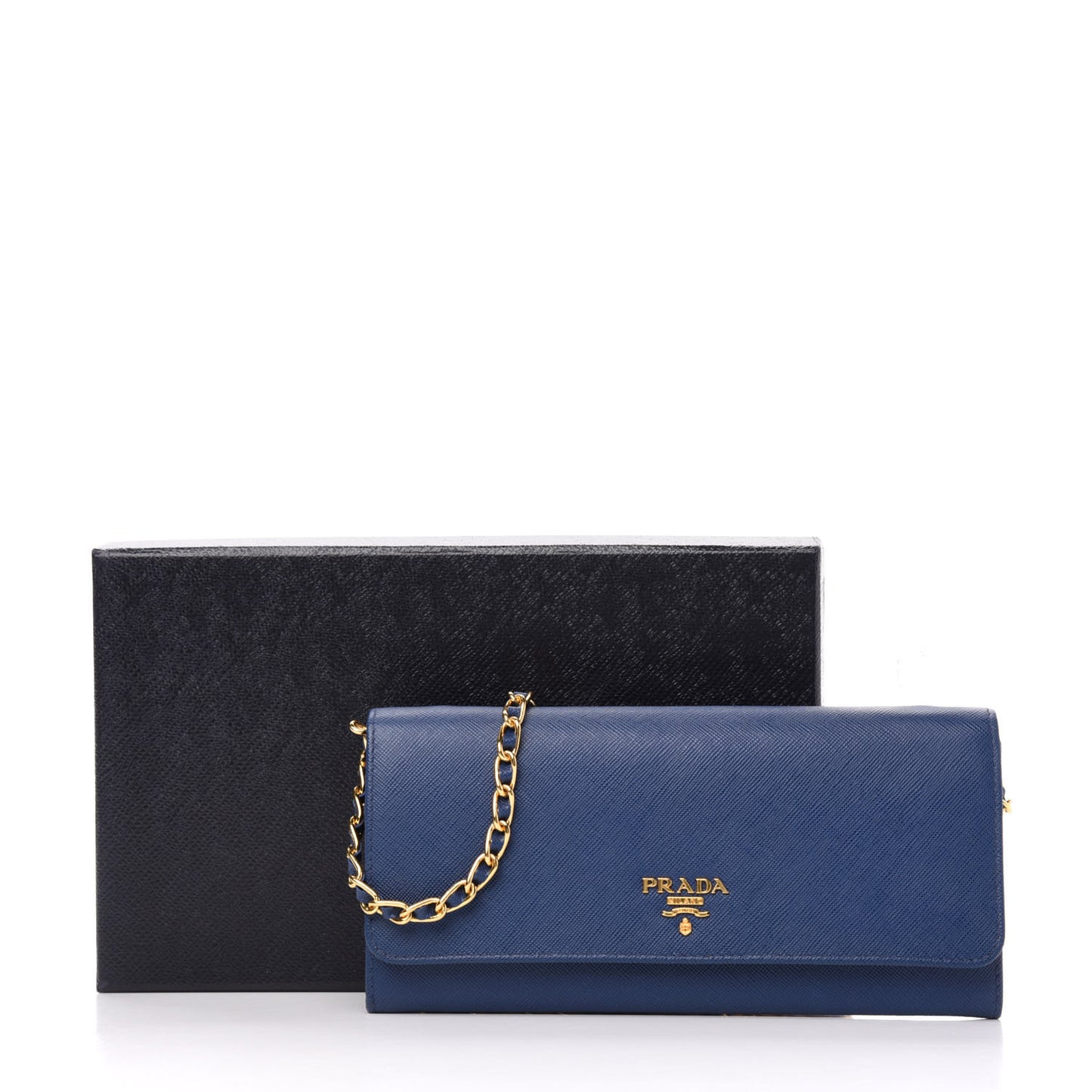 Saffiano Metal Oro Chain Wallet Bleuette