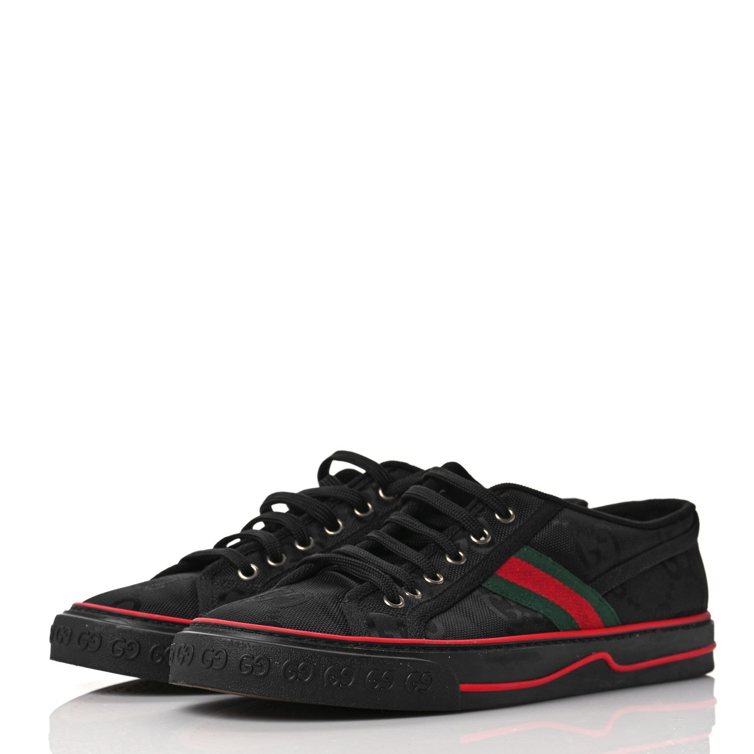 Gucci Econyl Nylon Web Monogram Off The Grid Mens 1977 Tennis Sneakers 8.5 Black 3 of 8