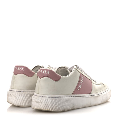 Prada Vitello Soft Logo 45mm Platform Sneakers 35.5 White Pink 5 of 15