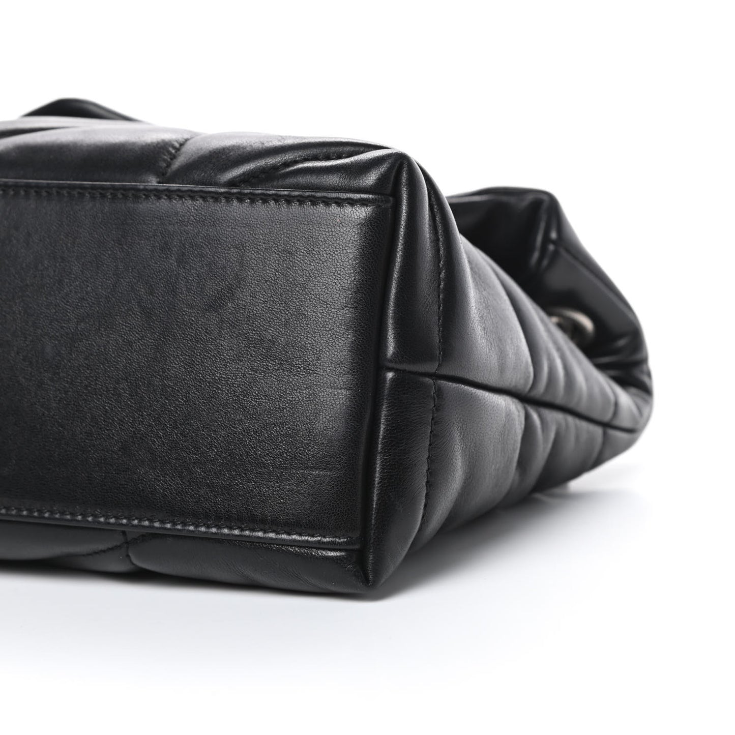 Lambskin Quilted Small Loulou Puffer Monogram Chain Satchel Black