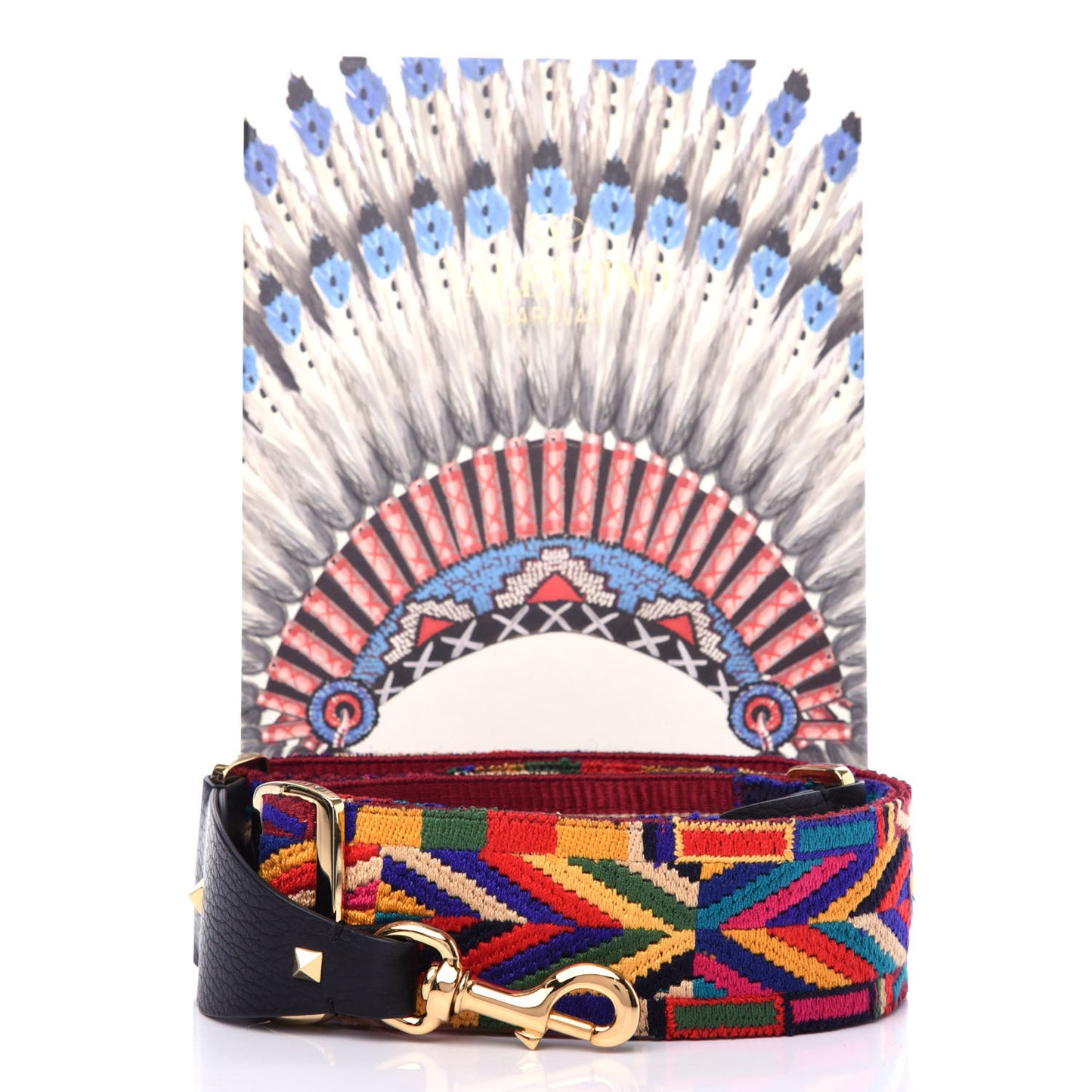 Canvas Native Couture 1975 Embroidered Rockstud Guitar Strap Multicolor