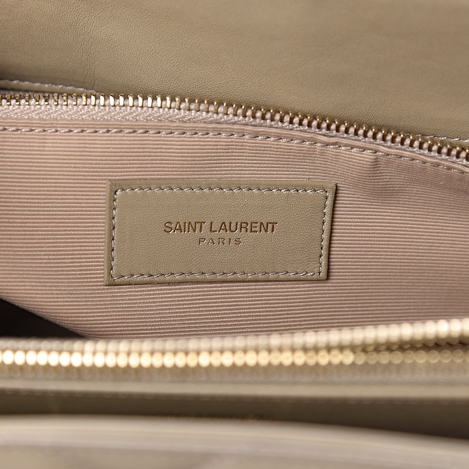 Saint Laurent Lambskin Matelasse Chevron Monogram Shopping Bag Dark Beige 6 of 10