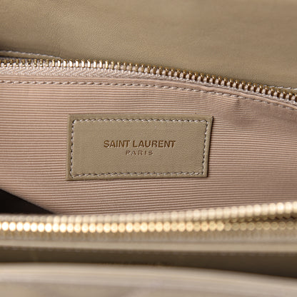 Saint Laurent Lambskin Matelasse Chevron Monogram Shopping Bag Dark Beige 6 of 10