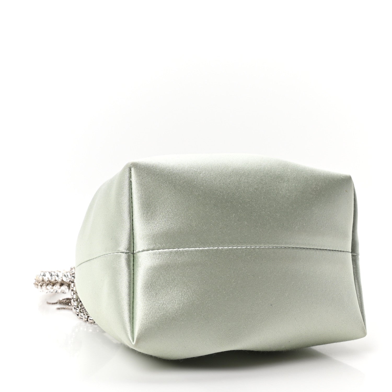 Jimmy Choo Satin  Crystal Embellished Bon Bon Bucket Bag Celeste 3 of 9