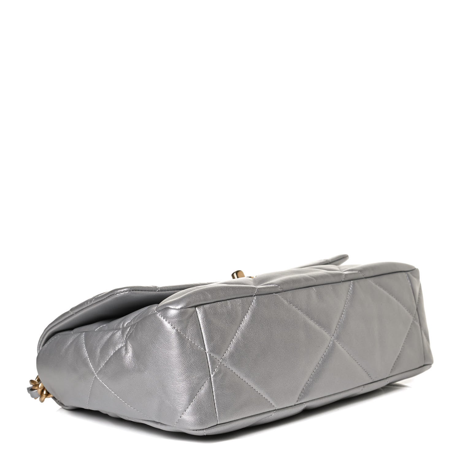 Chanel Metallic Goatskin Quilted Large Chanel 19 Flap Silver 4 of 12
