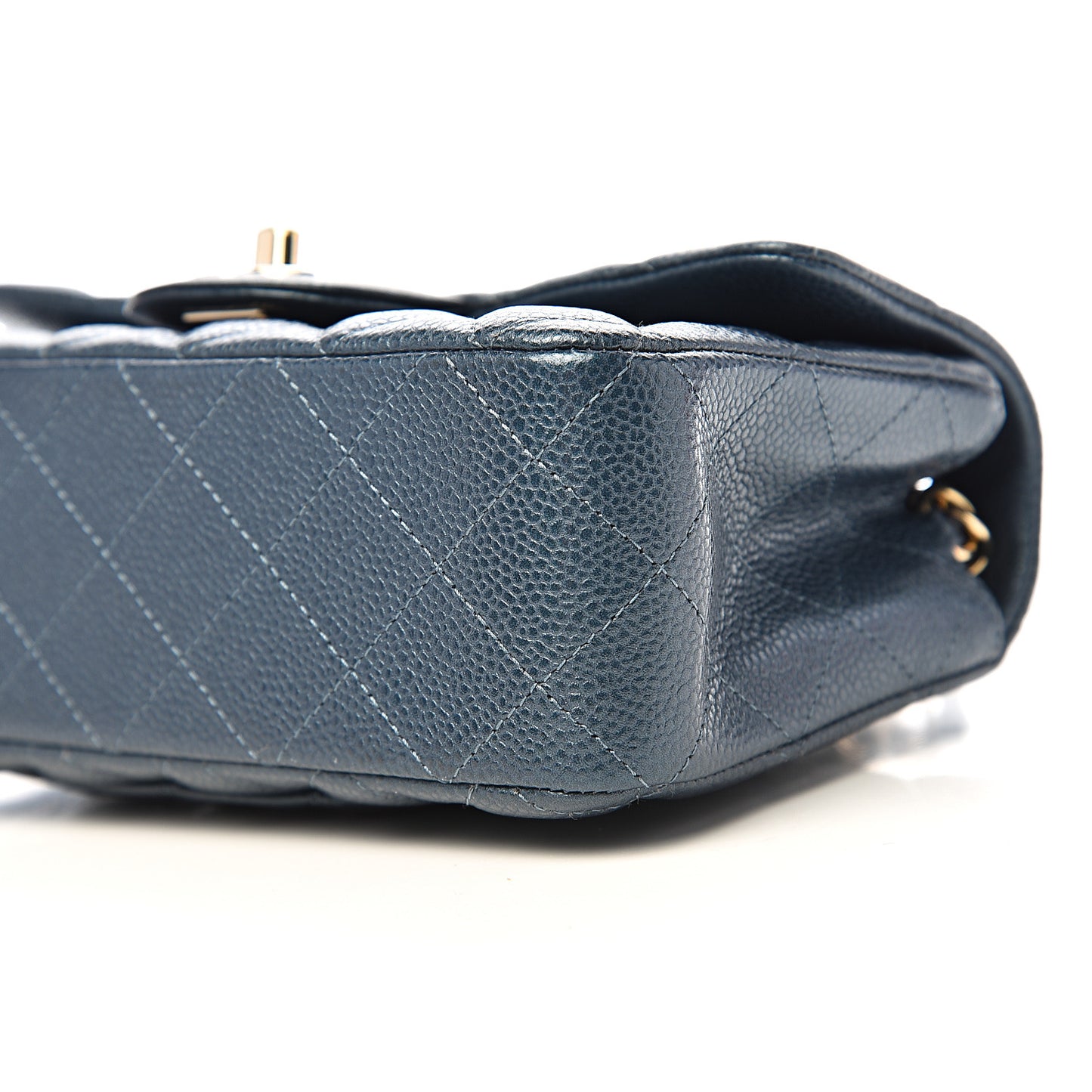 Iridescent Caviar Quilted Mini Rectangular Flap Blue