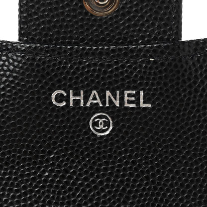 Chanel Caviar Chevron Quilted Compact Flap Wallet Black 6 of 9