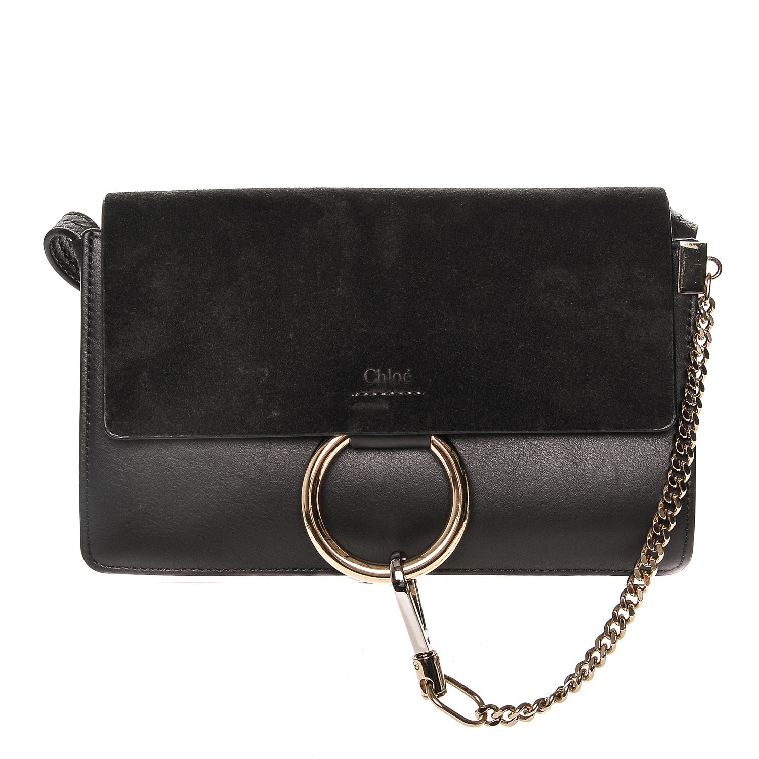 Chloe Suede Calfskin Small Faye Shoulder Bag Carbon Grey 1 of 6