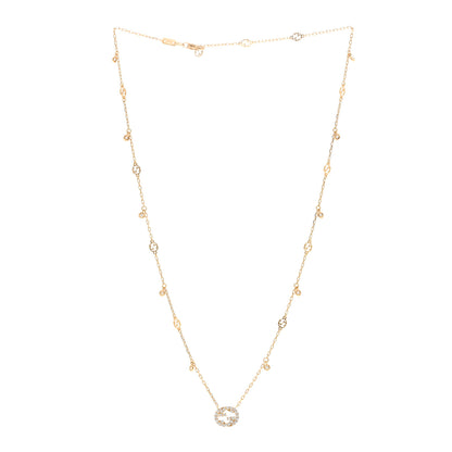 Gucci 18K Yellow Gold Diamond Interlocking G Pendant Necklace 3 of 4