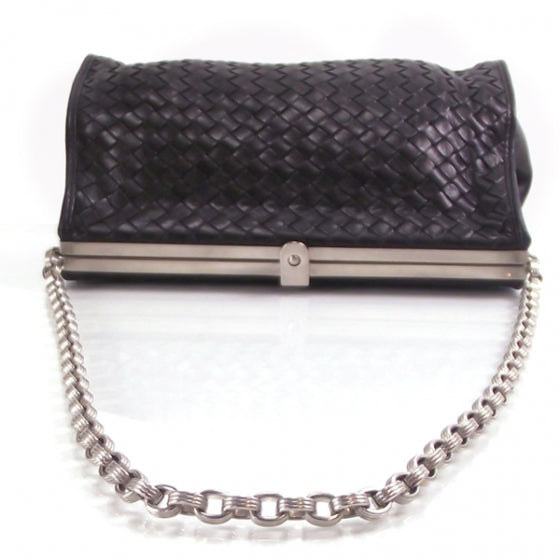 Leather Woven Chain Shoulder Bag