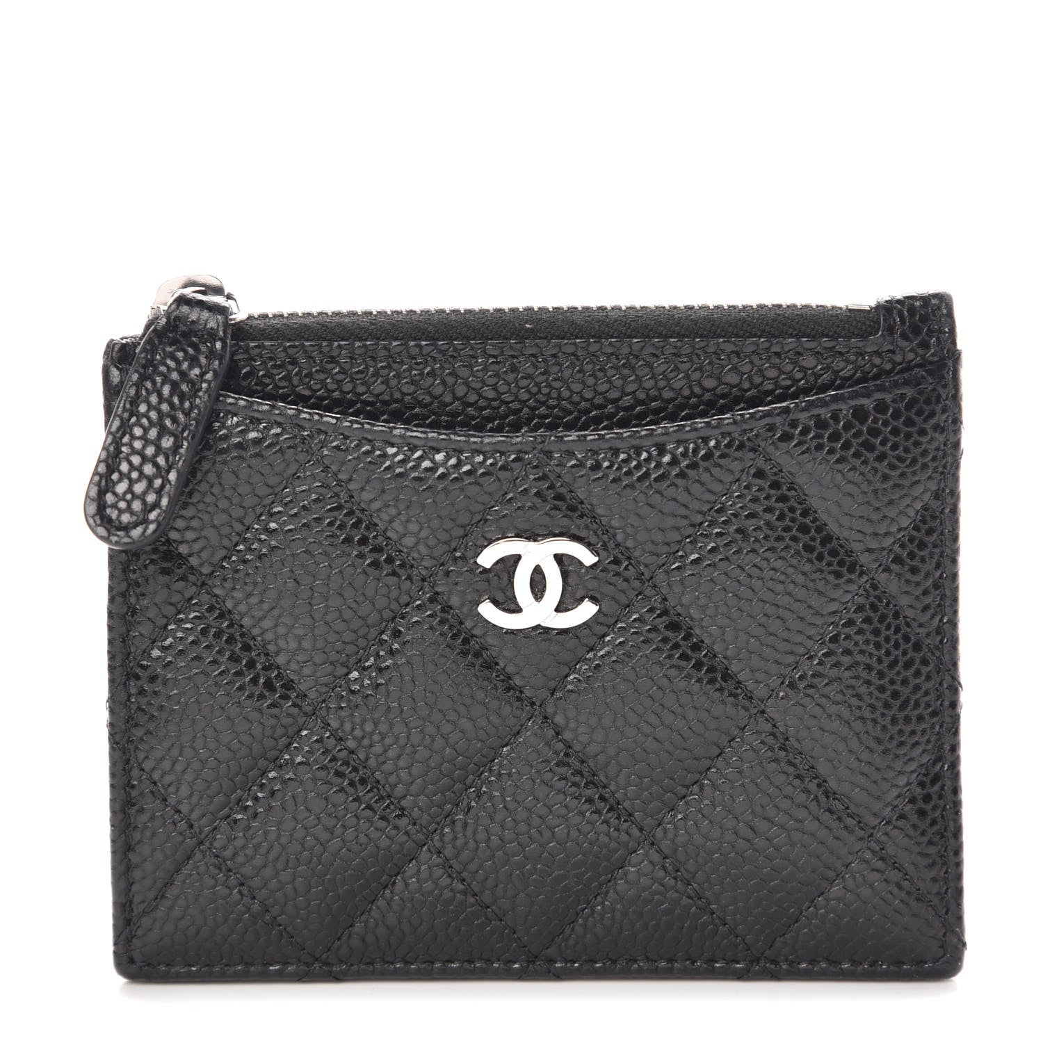 Chanel Caviar Quilted CC Zip Card Holder Black 1 of 9