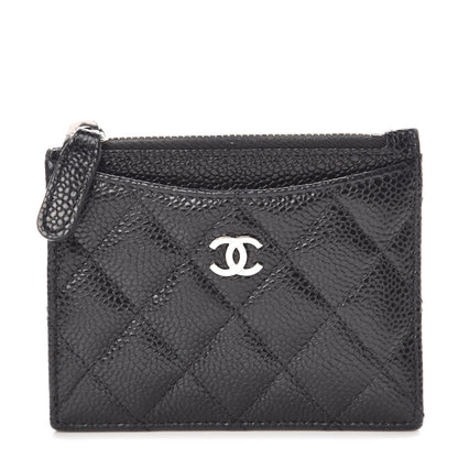 Chanel Caviar Quilted CC Zip Card Holder Black 1 of 9