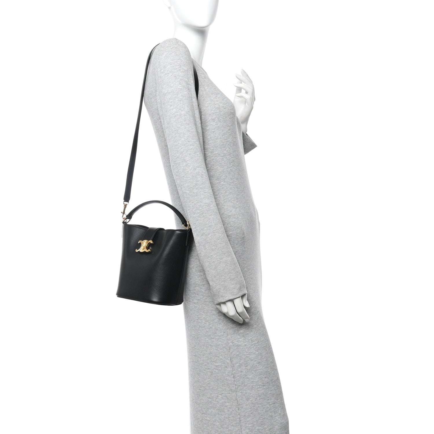Celine Smooth Calfskin Triomphe Small Louise Bag Black 2 of 10