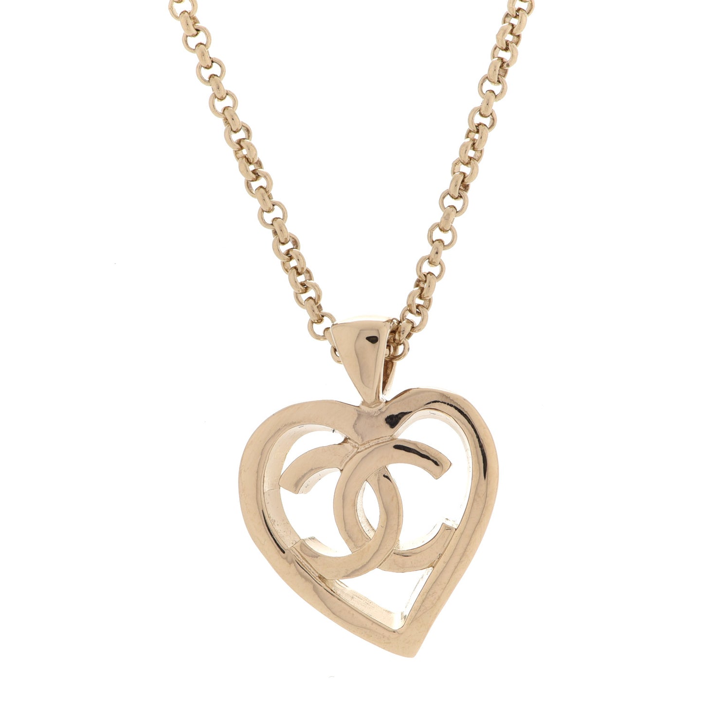 CC Heart Chain Pendant Necklace Gold