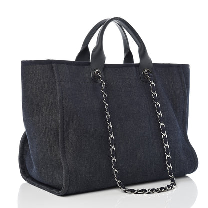 Chanel Denim Large Deauville Tote Blue Orange 3 of 10