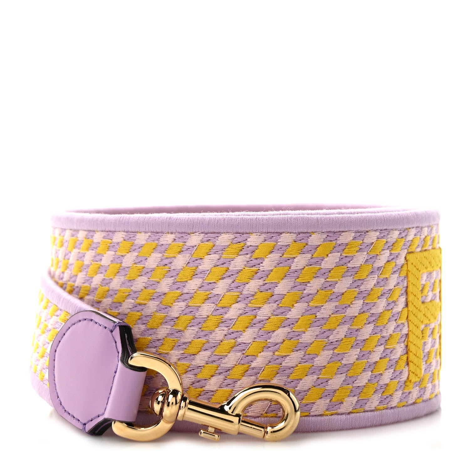 Fendi Canvas Vitello King Logo Embroidered Shaped Strap You Violetta Mimosa 1 of 5