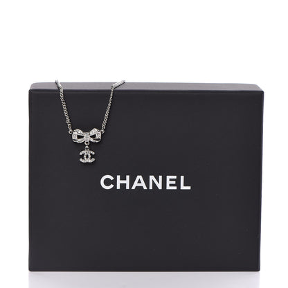 Chanel Crystal CC Bow Necklace Silver 5 of 5