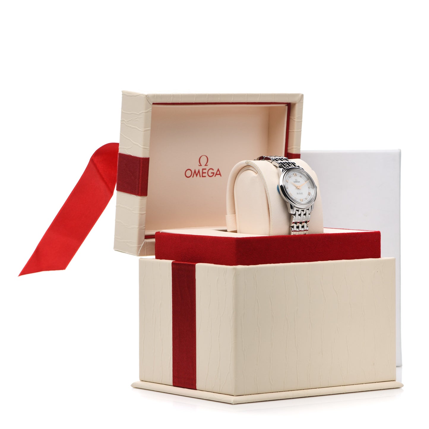 Stainless Steel Diamond Mother of Pearl 27mm De Ville Prestige Quartz Watch 424.10.27.60.55.001
