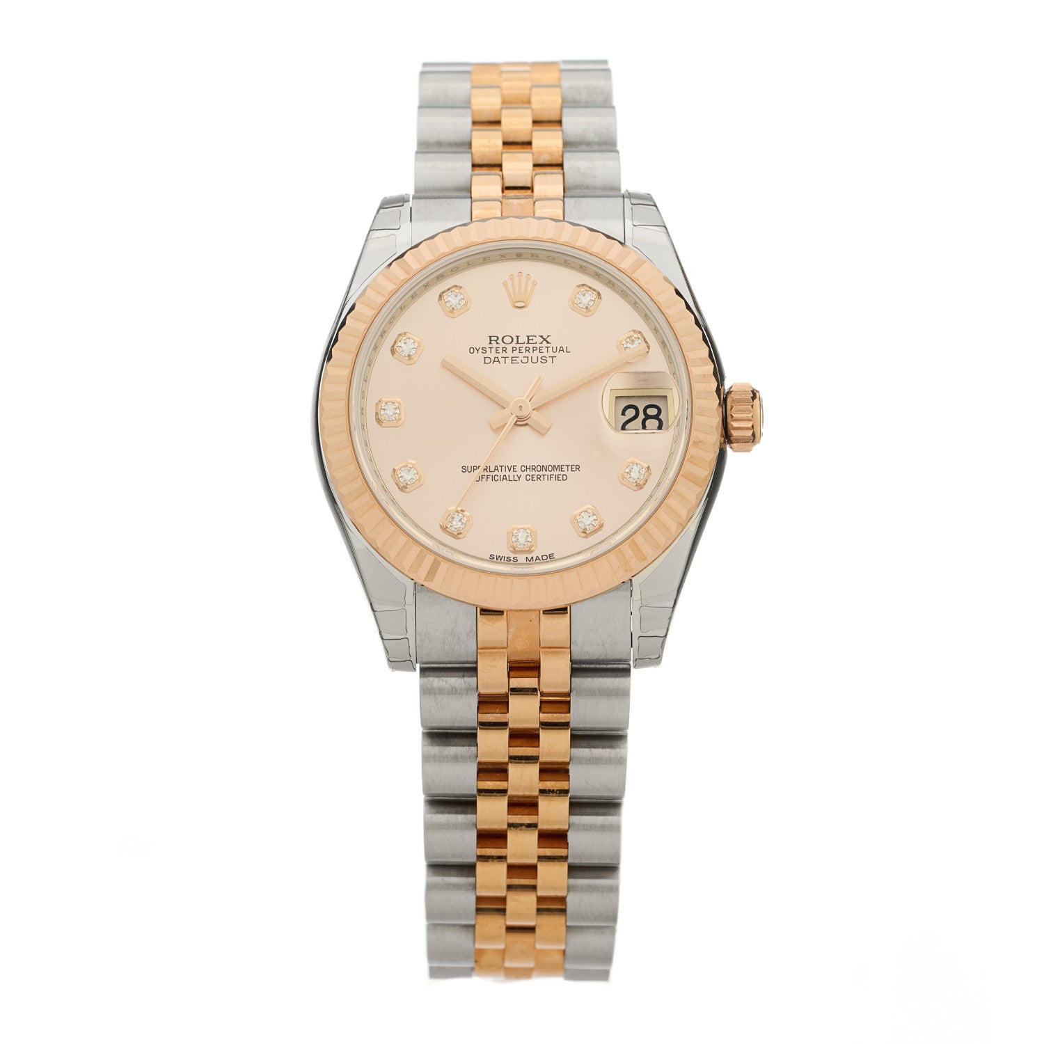 Rolex Stainless Steel 18K Everose Gold Diamond 31mm Oyster Perpetual Datejust Watch Pink 178271 1 of 5