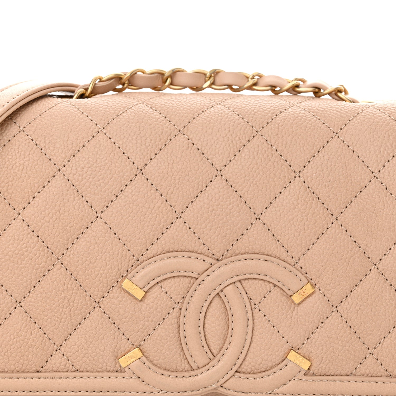 Chanel Caviar Quilted Medium CC Filigree Flap Beige 8 of 12