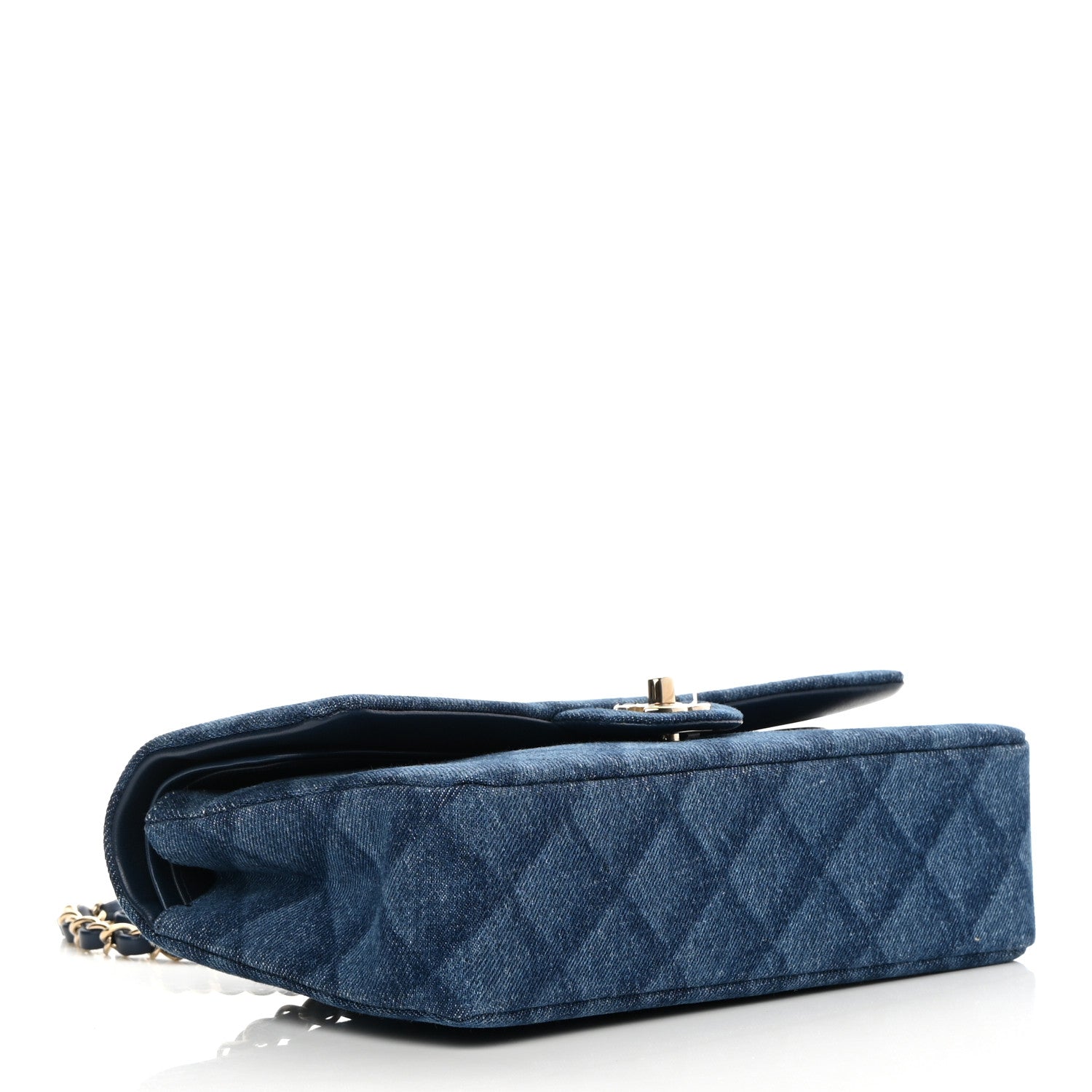 Chanel Printed Denim Quilted Medium Double Flap Dark Blue 4 of 12