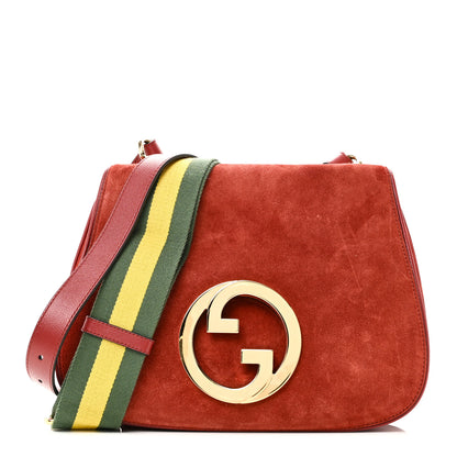 Gucci Suede Talco Roxy Calfskin Web Medium Blondie Shoulder Flap Bag Blondie Red 1 of 10