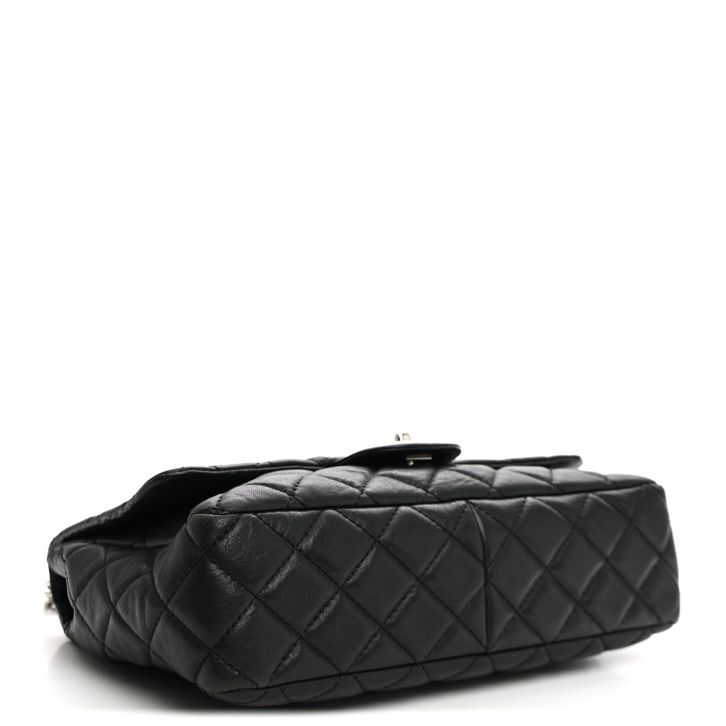 Washed Lambskin Quilted Bijoux Chain Jumbo Single Flap Black