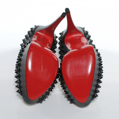 Christian Louboutin Calfskin Lady Peep Spikes VIP 150 Pumps 37.5 Black 4 of 6