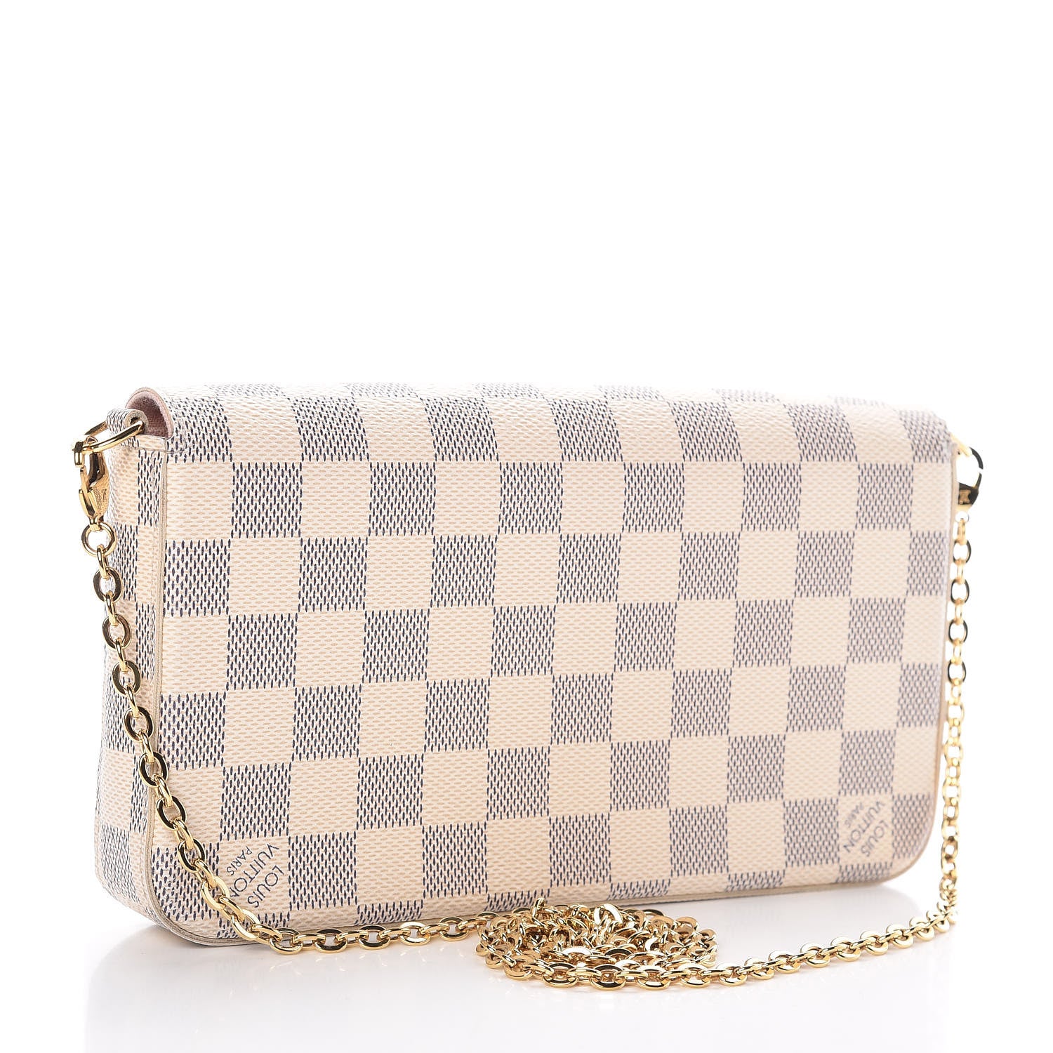 Louis Vuitton Damier Azur Pochette Felicie Chain Wallet Rose Ballerine 4 of 9