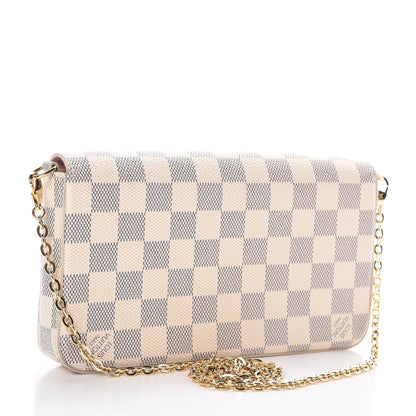 Louis Vuitton Damier Azur Pochette Felicie Chain Wallet Rose Ballerine 4 of 9