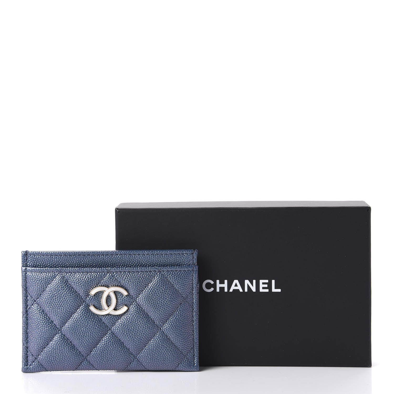 Chanel Iridescent Caviar Quilted Card Holder Dark Blue 9 of 9