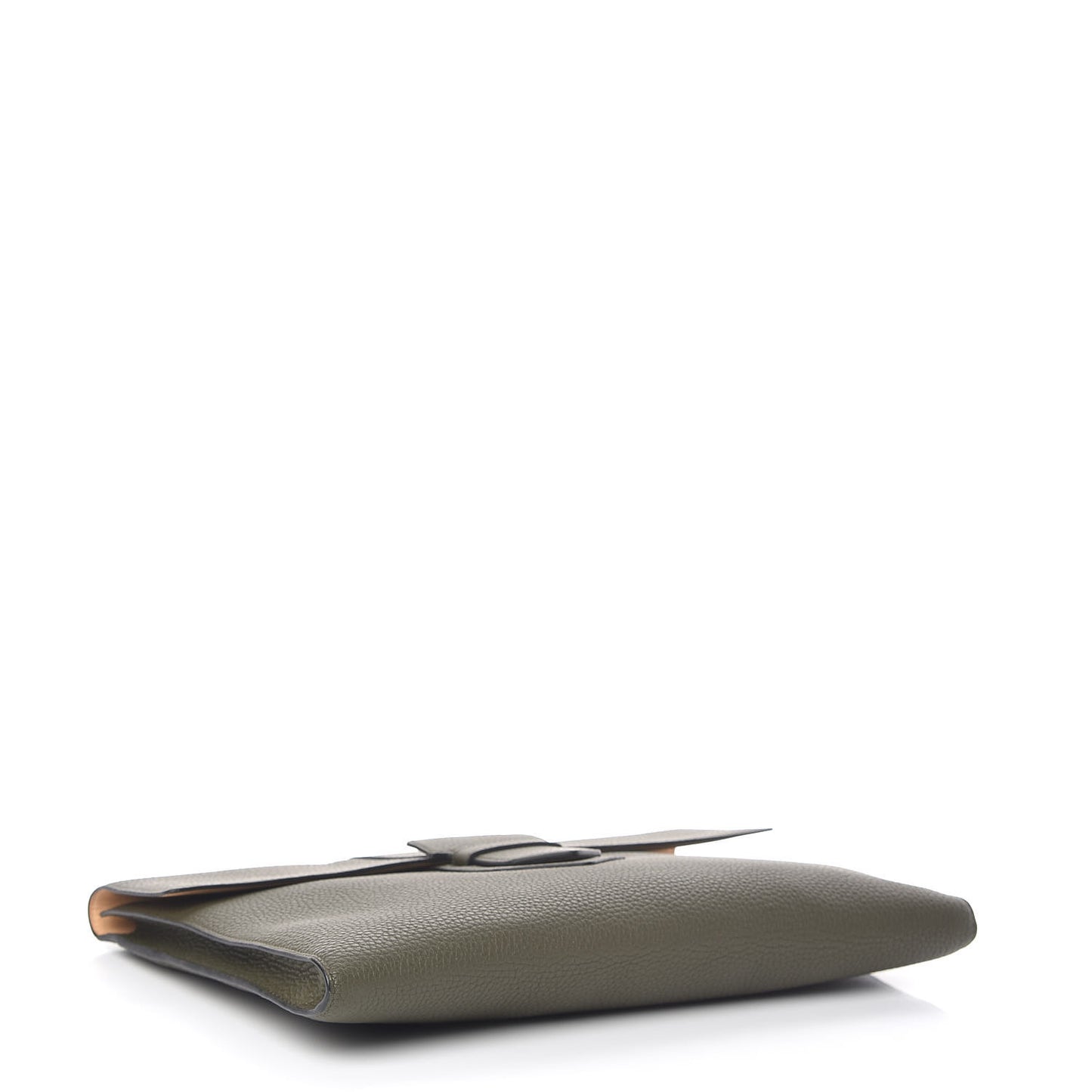Taurillon Crispe Presse A4 Pouch Kaki