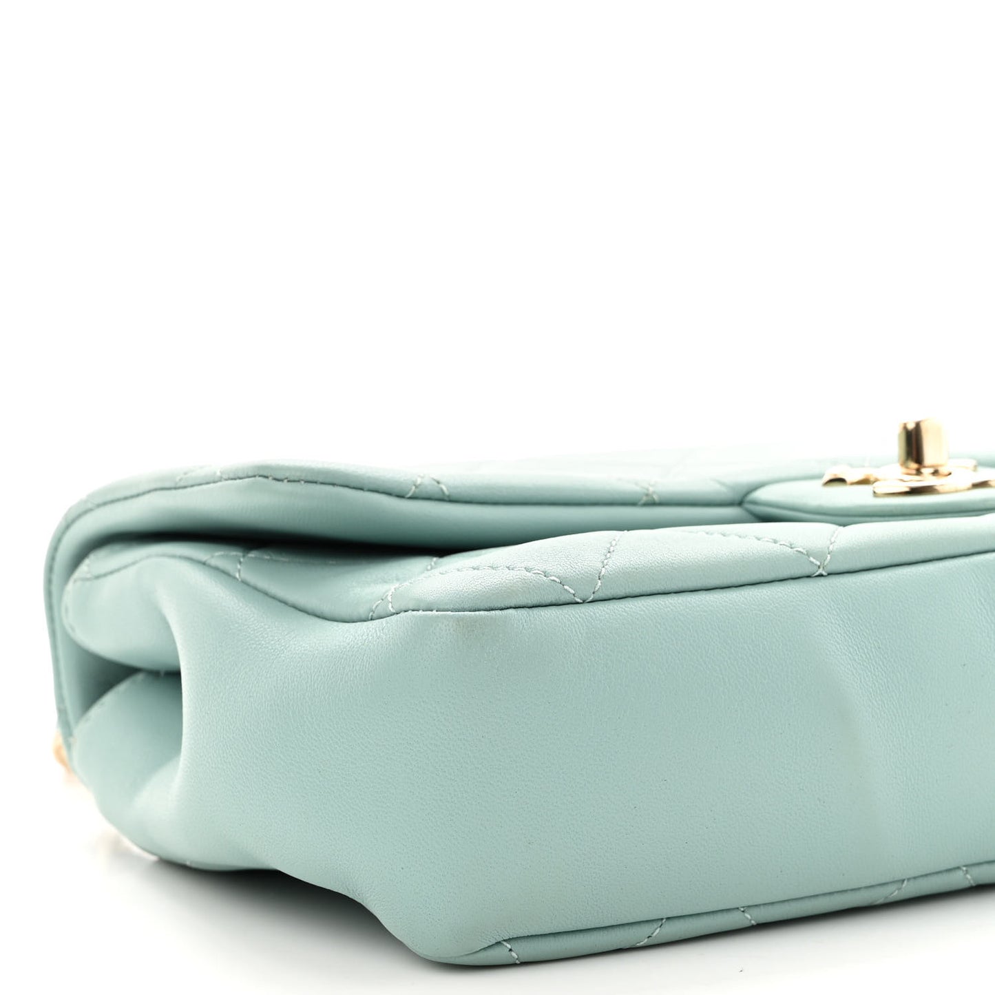 Lambskin Quilted Resin Bi-Color Chain Flap Bag Light Blue