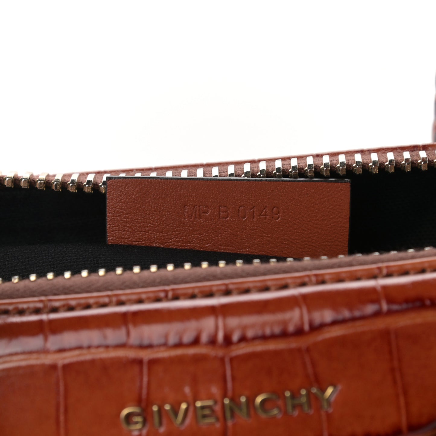 Calfskin Crocodile Embossed Small Antigona Cognac