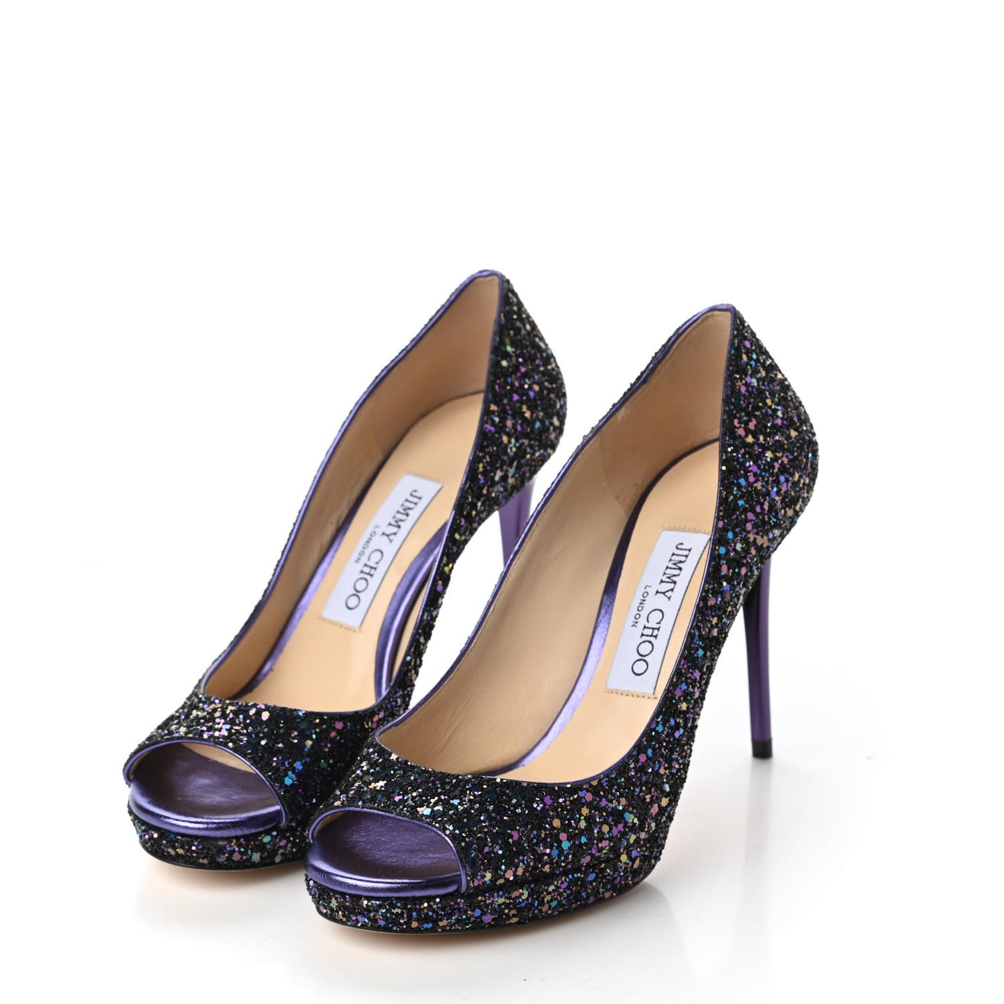 Coarse Glitter Crown 100 Peep Toe Platform Pumps 35 Petrol