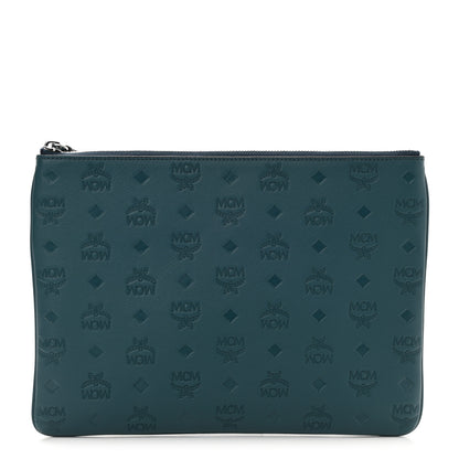 MCM Calfskin Ottomar Monogram Medium Crossbody Pouch Deep Teal 1 of 9