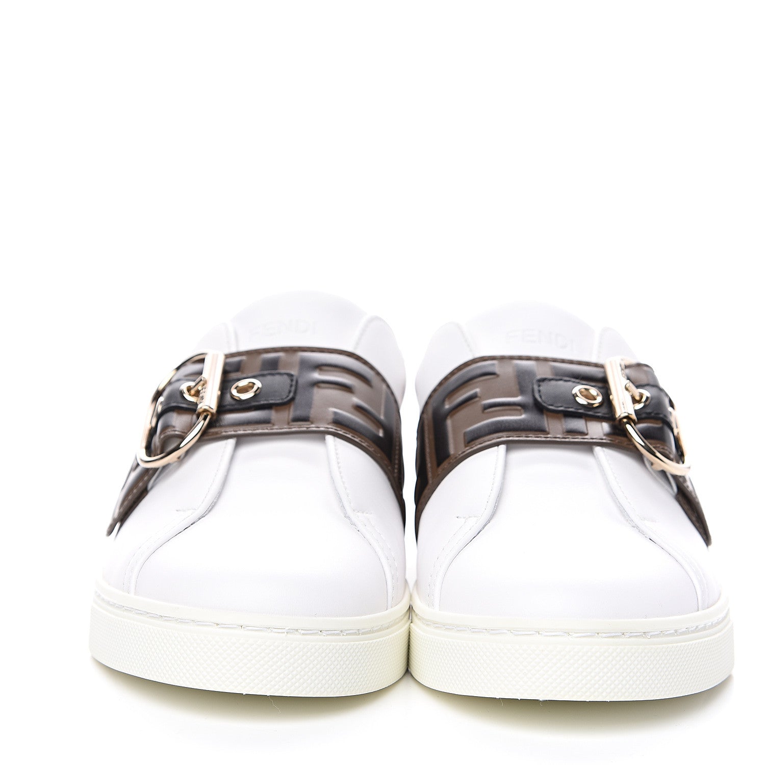 Fendi Vitello FF Embossed Womens Slip On Sneakers 37 Ultra White Maya Black 2 of 9