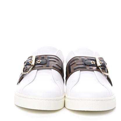 Fendi Vitello FF Embossed Womens Slip On Sneakers 37 Ultra White Maya Black 2 of 9