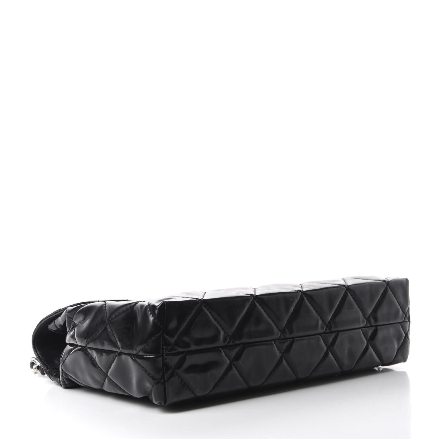 Vinyl Quilted In the Business Flap Bag Black