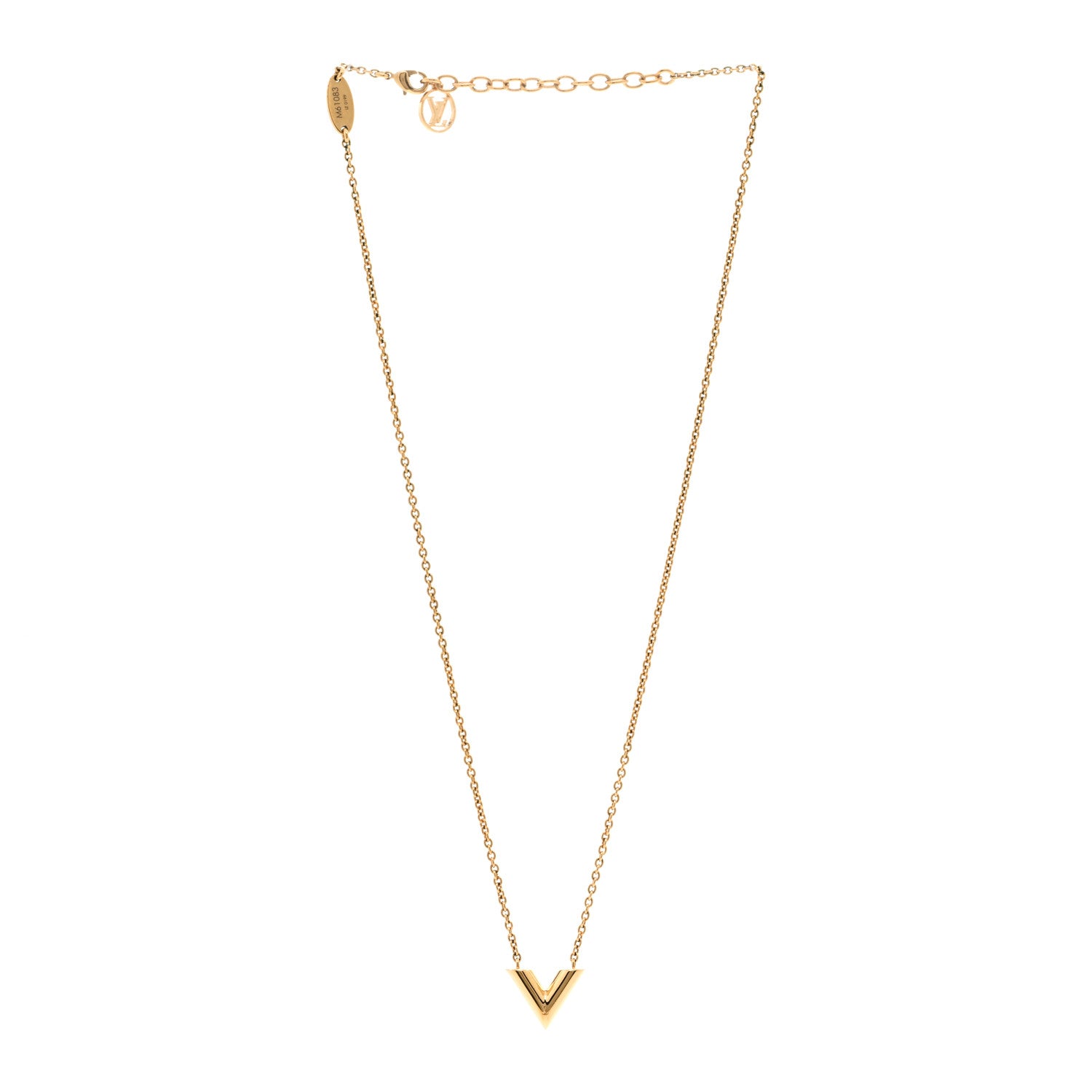 Louis Vuitton Essential V Necklace Gold 3 of 4