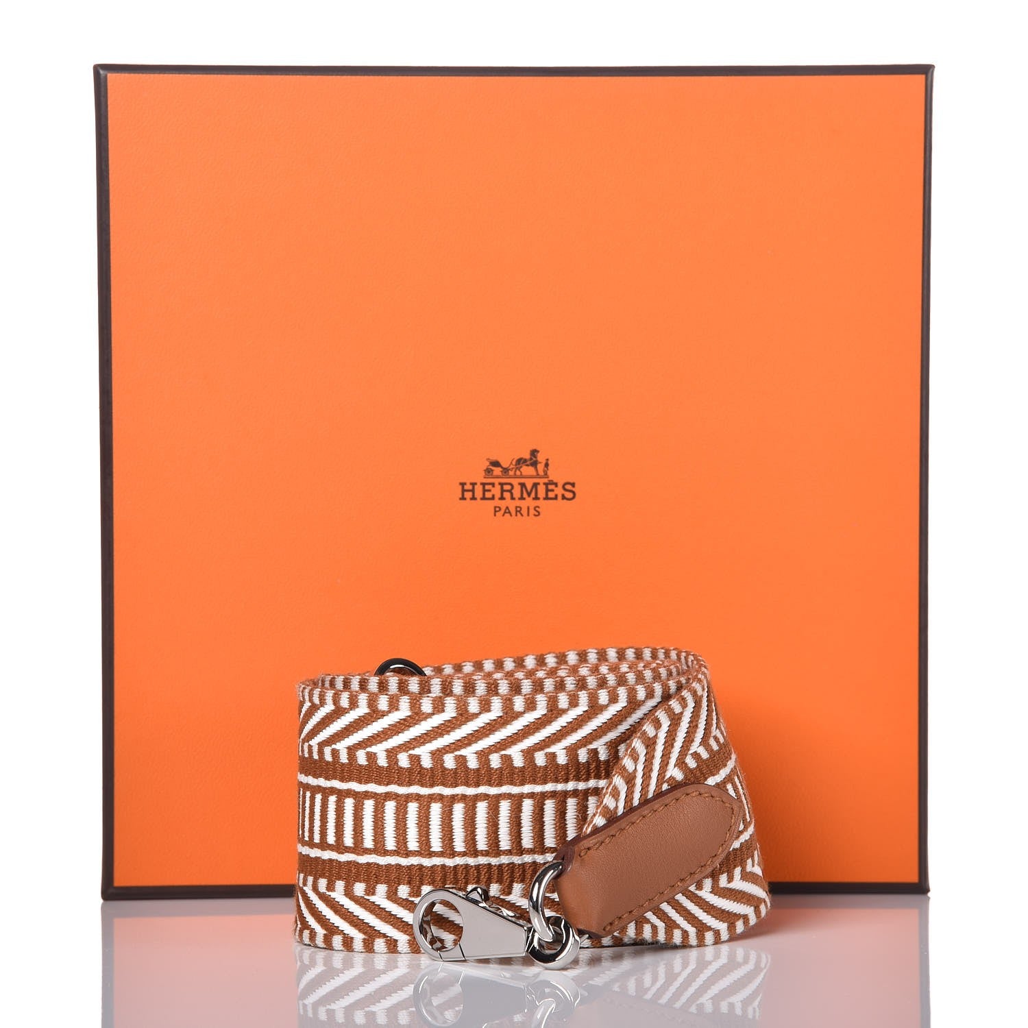 Hermes Toile Swift 50mm Sangle Cavale Shoulder Strap Ecru Beige Gold 4 of 4