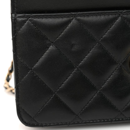 Chanel Lambskin Quilted Trendy CC Wallet On Chain WOC Black 13 of 14