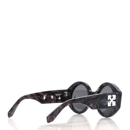 Off-White Acetate Marble Round Sunglasses Grey 4 of 6
